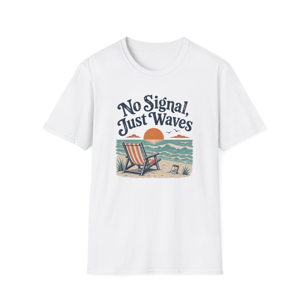 No Signal, Just Waves- Beach T-Shirt