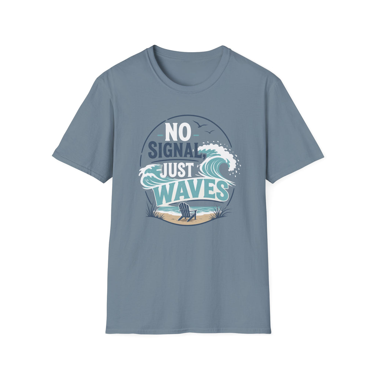 No Signal, Just Waves- Circle T-Shirt
