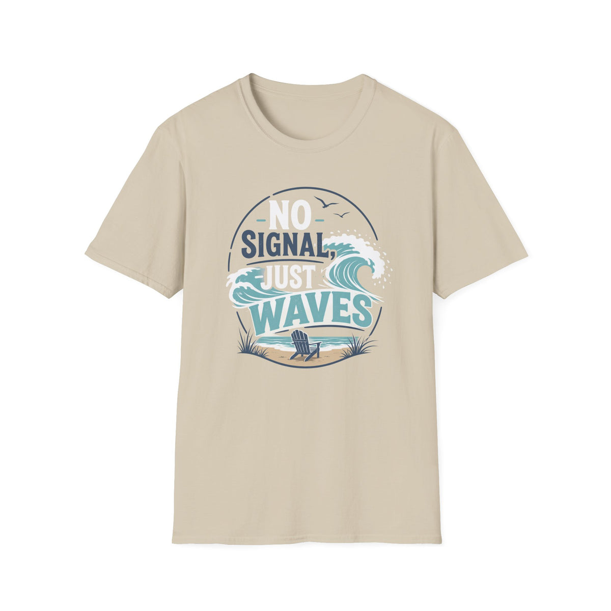 No Signal, Just Waves- Circle T-Shirt