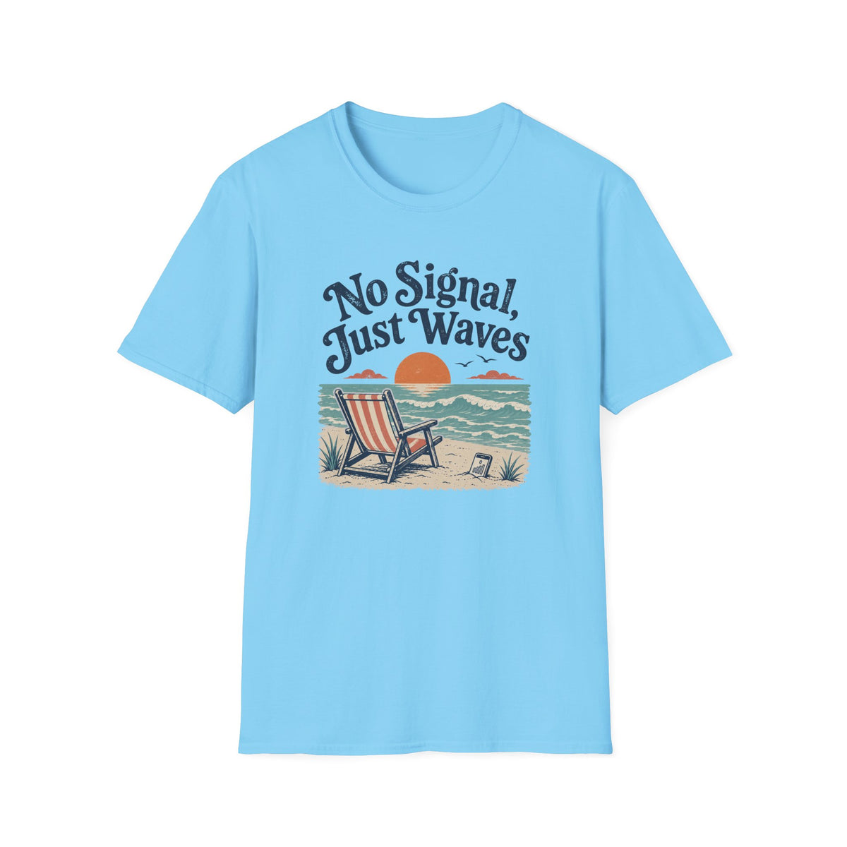 No Signal, Just Waves- Beach T-Shirt