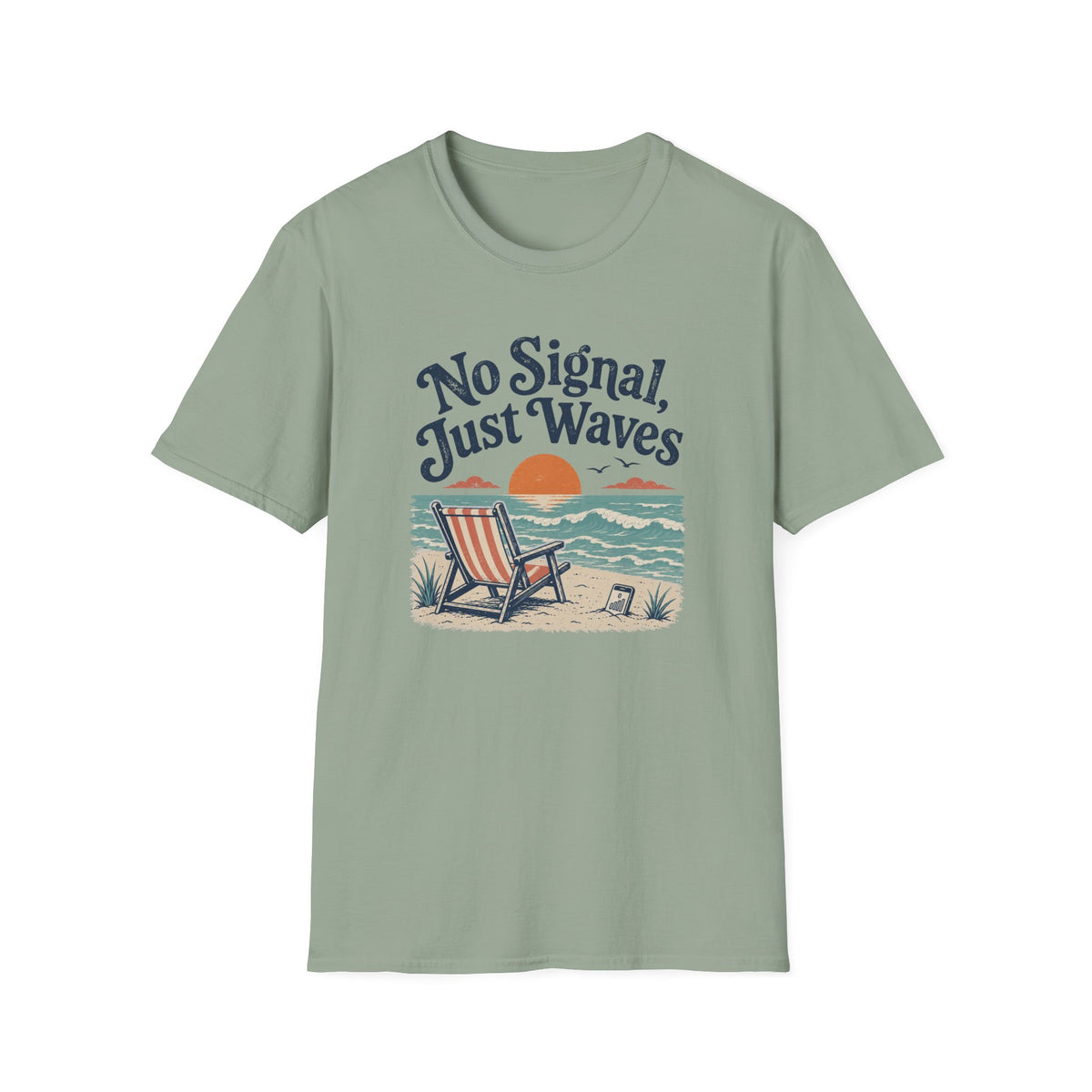 No Signal, Just Waves- Beach T-Shirt